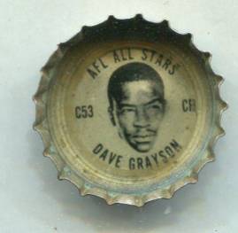 DAVE GRAYSON 1966 AFL SPRITE BOTTLE CAP AWARD
